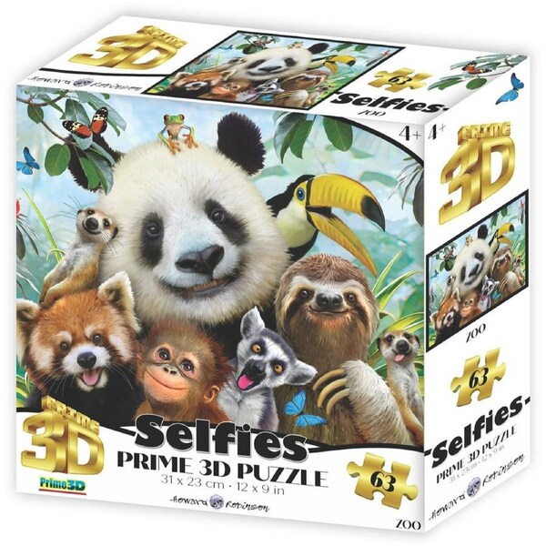 Prime 3D - Zoo Selfie - 63 Piece 3D Jigsaw