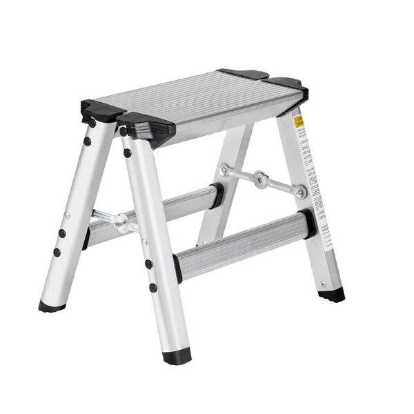 Step Folding Ladder Stool Aluminum Frame Portable Anti Slip 34cm High Camping
