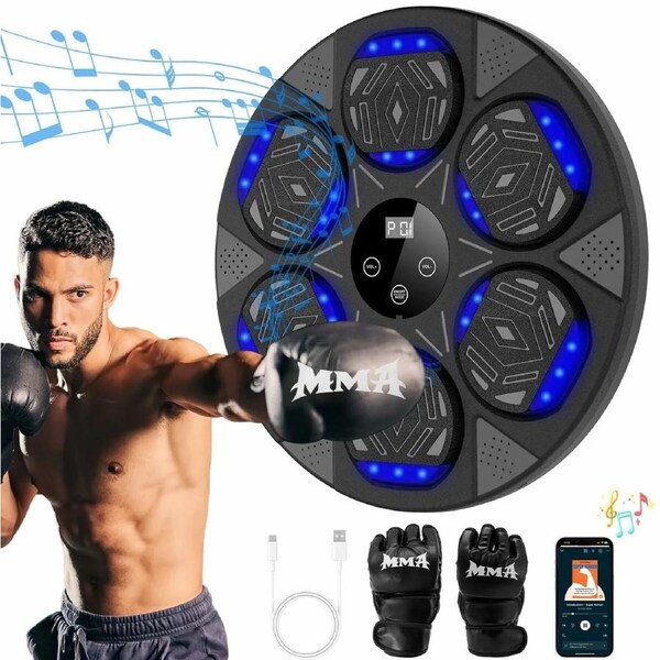 JOYBUY Music Boxing Machine Home Gym Wall Mounted Training Gear with Gloves Punching Workout Equipment with Bluetooth Fitness Reflex Improvement