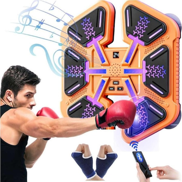 JOYBUY Intelligent Boxing Trainer with Music and Gloves Punching Game-Orange