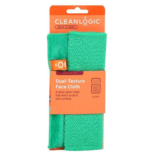 Cleanlogic Sensitive Skin Dual-Texture Face Cloth 1 Pack Assorted Colours