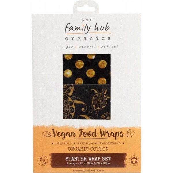 The Family Hub Organics Vegan Food Wraps Starter Set Turtles 2 Pack