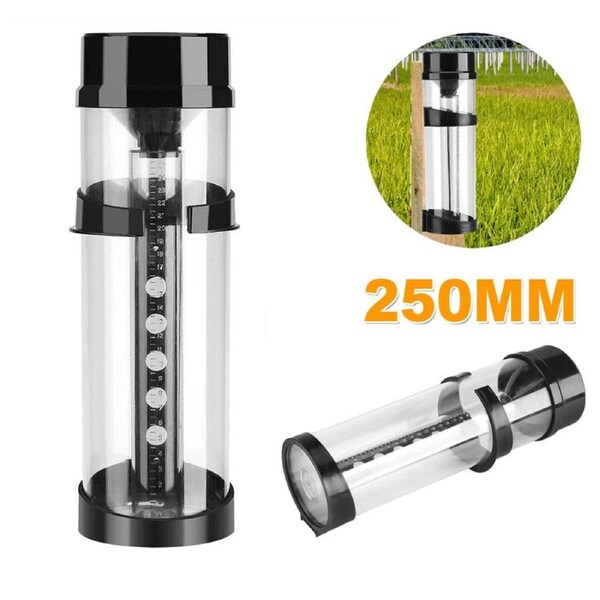 250mm Outdoor Rain Gauge with Clear Measurement Scale and Easy Mount