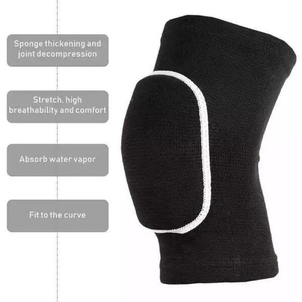 1 Pair Black Construction Knee Pads with Impact Protection Large