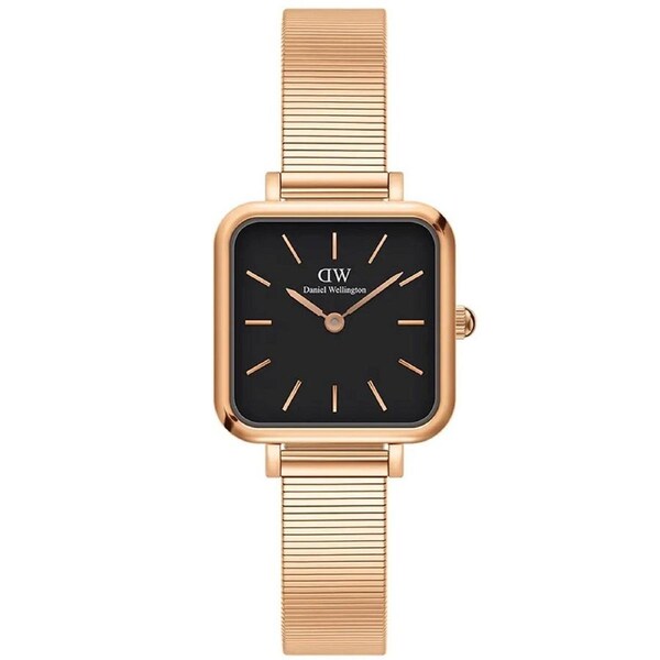 Daniel Wellington Quadro Studio Rose Gold/Black Ladies Analog Watch DW00100518