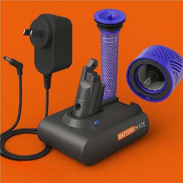 Powerful Battery + Rapid Charger + Filters Combo Compatible for Dyson V6 / SV03/SV04/DC59/DC61 - Longer Runtime