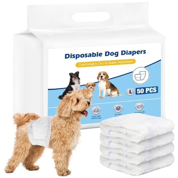 Advwin Disposable Male Dog Diapers Dog Wrap 50PCS