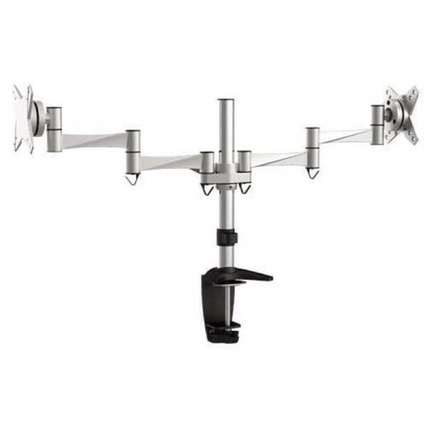 Brateck Dual Monitor Elegant Aluminium W/arm&Desk Clamp Silver Vesa75/100mm Up To27' Monitors Arms and Stands -LDT02-C024