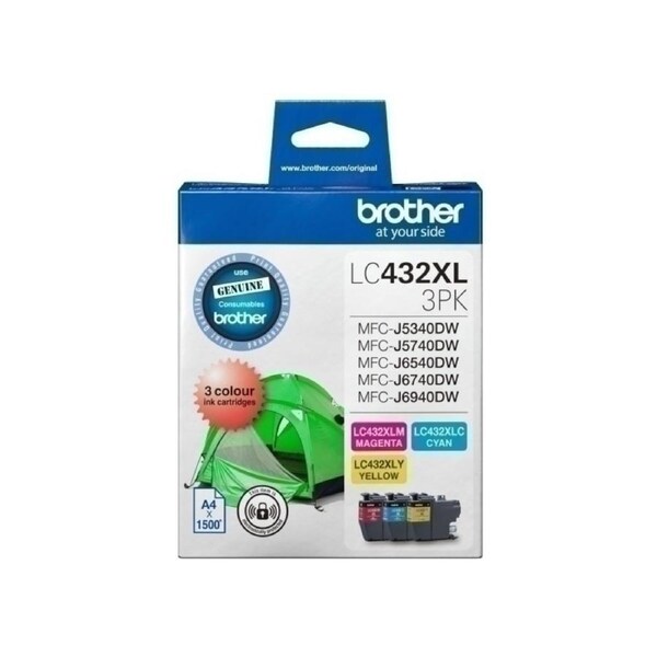 Brother Cyan Magenta Yellow High Yield 3 Ink Cartridge Colour Value Pack LC432XL