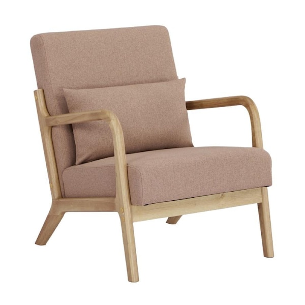 Kamden Armchair Pine Wood Frame Fabric Cover Pink