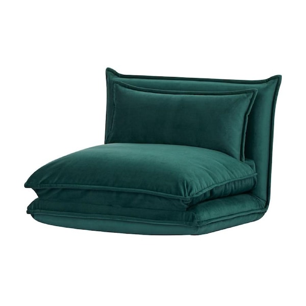 Happy Single Folding Sofa Bed Fabric Cover Metal Frame Dark Green