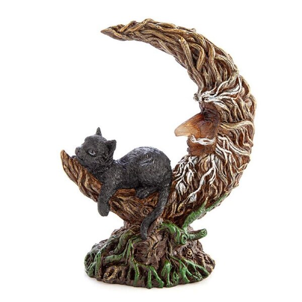 MDI LED Polyresin Moon Tree w/Black Cat Figure Decor Night Light 16.5x21.2cm