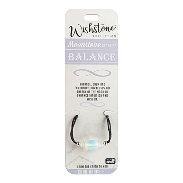 Wishstone Moonstone Stone of Balance Adjustable Cord Bracelet 5x9cm Blue