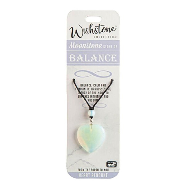 Wishstone Moonstone Stone of Balance Point Pendant Jewellery 1x18cm White