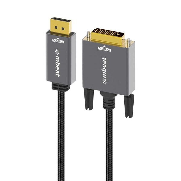 Mbeat Tough Link 1.8m DisplayPort to DVI-D Cable Effortless plug and play Resolutions up to 1080p/60Hz