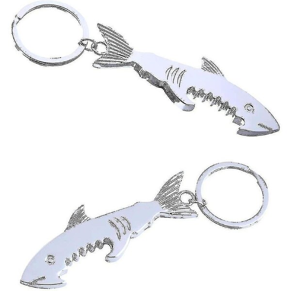 Shark Bottle Opener Novelty Metal Bottle Openers Keyring Beer Bottle Opener2pcs Silver
