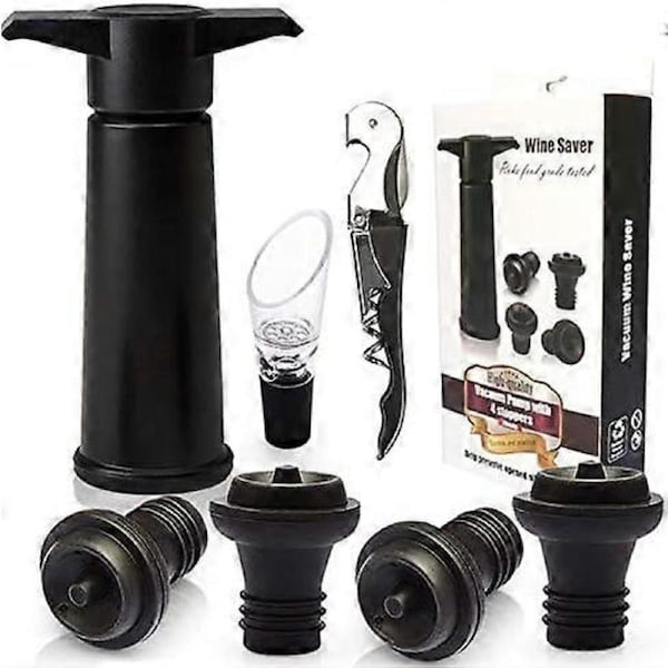 7 wine accessories set (bottle opener + wine bottle + 4 wine corks + red wine vacuum pump) wine pump stainless steel vacuum pump