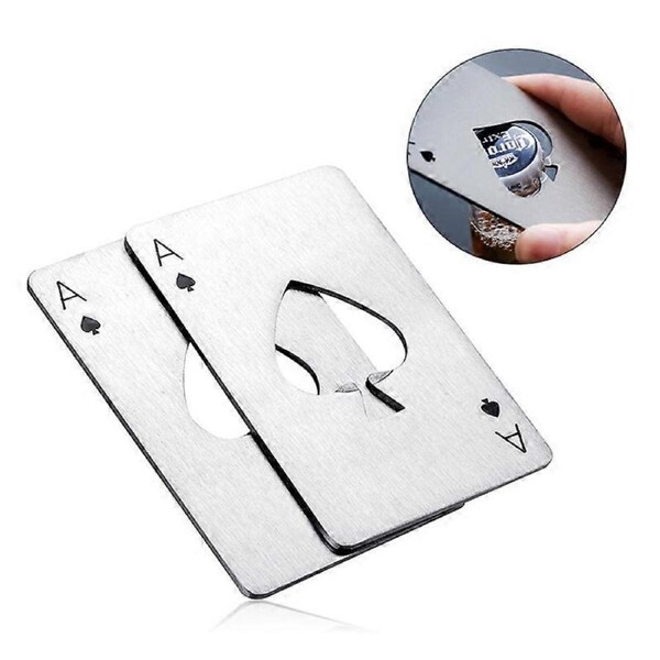 2-Pack Poker Bottle Opener, Creative Stainless Steel Bottle Opener for Playing Cards, Personalized Fun Beer Bottle Opener, Silver