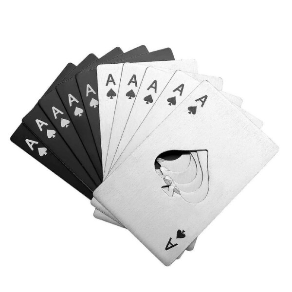 10 Pcs Bottle Openers, Stainless Steel Beer Caps Cans Openers, Poker Ace of Spades A Cards Water Bottles Openers, Wallet Bottle Openers