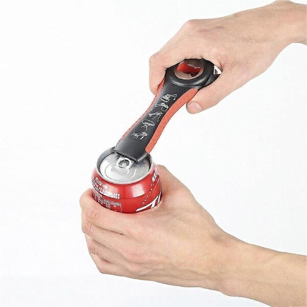 Premium All-in-one Multi-Function Personalized Jar Opener for Various of Kitchen Cans, Bottles, Wine, Beer and Soda Pops (Red)
