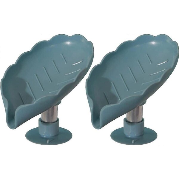 Set Of 2 Leaf Shaped Soap Dish Soap Dish Holder For Bathroom Blue