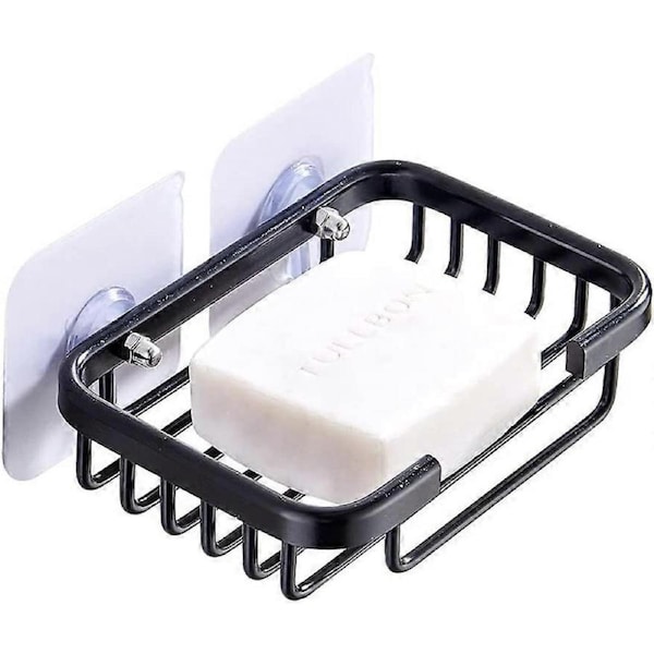 Wall-Mounted Self-adhesive Soap Dish Soap Dish Holder Black Drip Tray Soap Dish Space Aluminum Soap