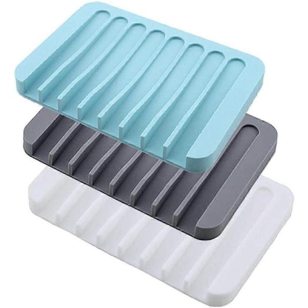 piece soap dishes, silicone soap dish with basket draining Non-slip design, for bathroom, kitchen