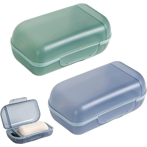 2 Pieces Plastic Soap Dish Travel Soap Dish with Lid for Bathroom Travel