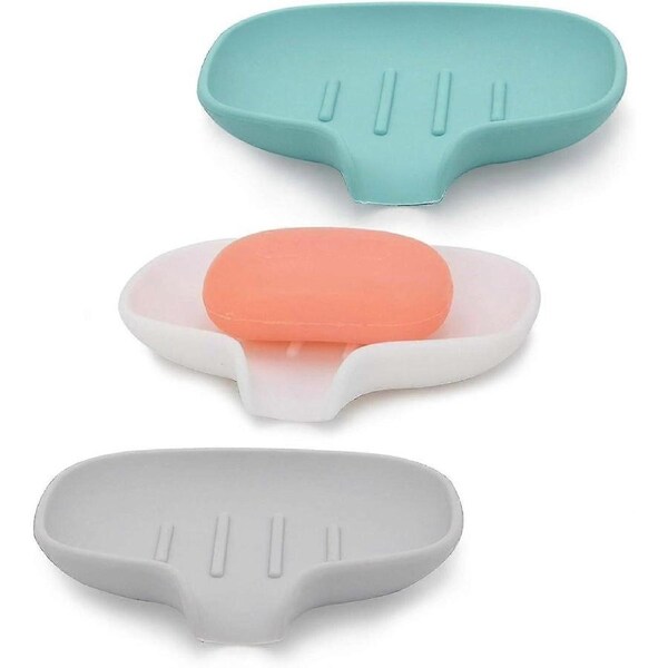 Drainable Soap Dish - Bar Soap Holder For Shower/bathroom - Self Draining Soap Tray/saver For Kitchen (3 Pack)