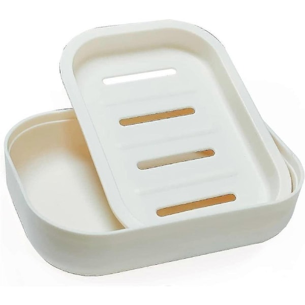 Soap Dish, Beige Plastic Soap Dish,bathroom Shower Soap Dish Holder,travel Soap Dish Soap Containers Are Perfectgreenwhite2pcs
