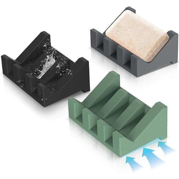 3PCS Extended Self Draining Soap Dish for Shower Soap Holder Soap Dishes for Bar Soap,Bathroom Soap Holder Bathtub Soap Dish with Drainage Keep Soap B