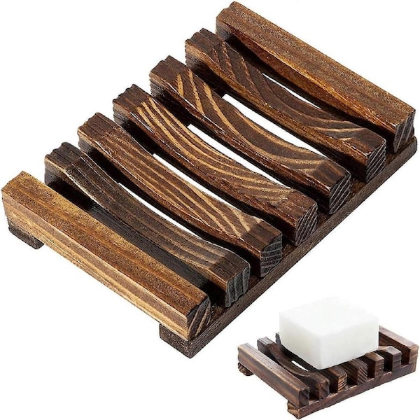 1Pc Wooden Soap Dish, Craft Soap Holder, Soap Drainer Used in Bathrooms, Kitchens, etc, Can Be Placed on Both Sides (11.5cm*8cm)