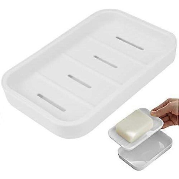 12.5x9x2cm Soap Dish, Bathroom Soap Holder with Drain, Shower Double Layer Draining Soap Holder, Soap Dishes Soap Box, for Travel Plastic Soap Dish fo