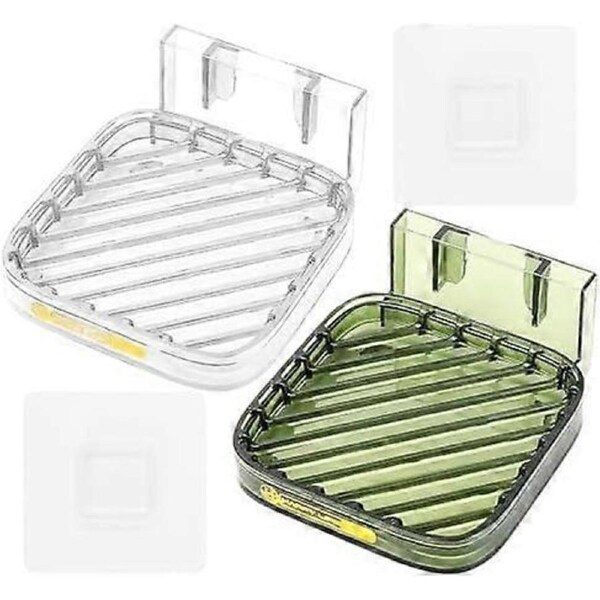 8x10.5x5cm 2 Pack Soap Dish with Drainage, Soap Holder, No Drilling, Wall Mounted, Soap Dish, for Shower Sink, Self Adhesive Soap Holder for Bathroom