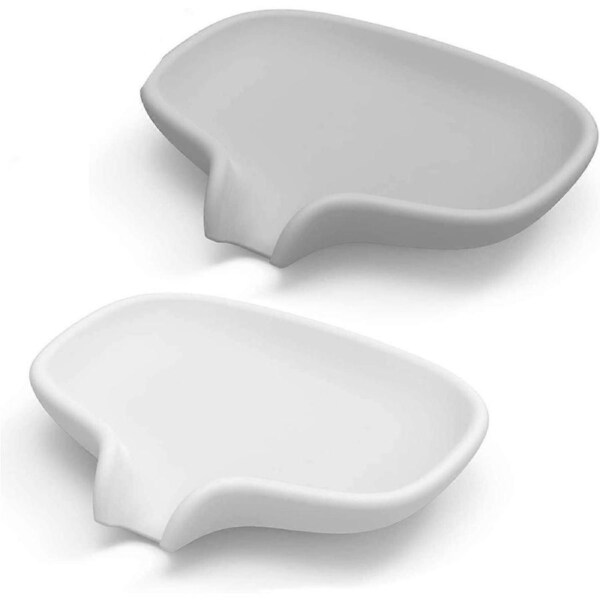 Silicone Soap Dish with Drain, 2 Bar Soap Dish for Shower/Bathroom, Self-Draining Soap Dish to Keep Soap Dry, Gray and White