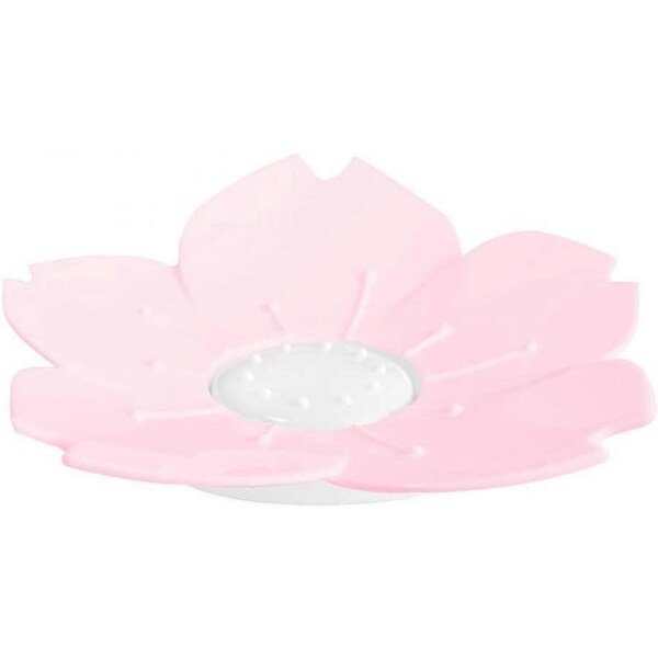 Cherry Blossom Shaped Soap Dish with Drainage, Decorative Double Layer Soap Dish, Soap Dish for Bathroom, Kitchen, 2 Colors (Pink)