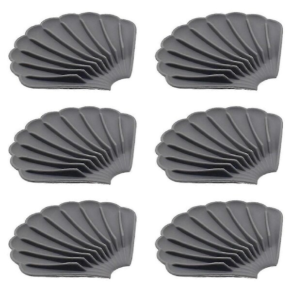 6 silicone soap holders with drain for bathroom kitchen counter soap dish with shell soap dish gray