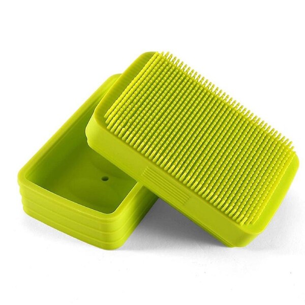 Soap Dishes Creative Silicone Soap Box With Lid Bath Shower Brush Double Use Soap Dish Bathroom Accessories