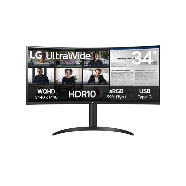 LG Ultrawide 34WR50QK-B 34" Class UWQHD LED Monitor - 21:9 - 34" Viewable - Vertical Alignment (VA) - LED Backlight - 3440 x 1440 -HDMI - DisplayPor