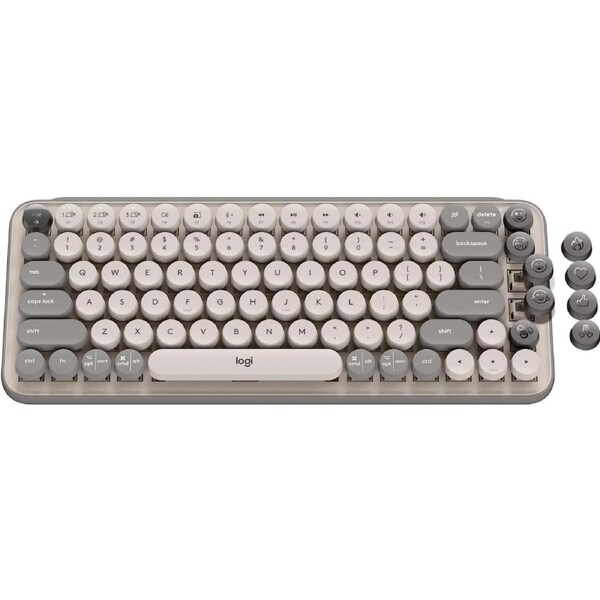 Logitech POP Keys Wireless Mechanical Keyboard with Emoji Keys (Mist Sand)