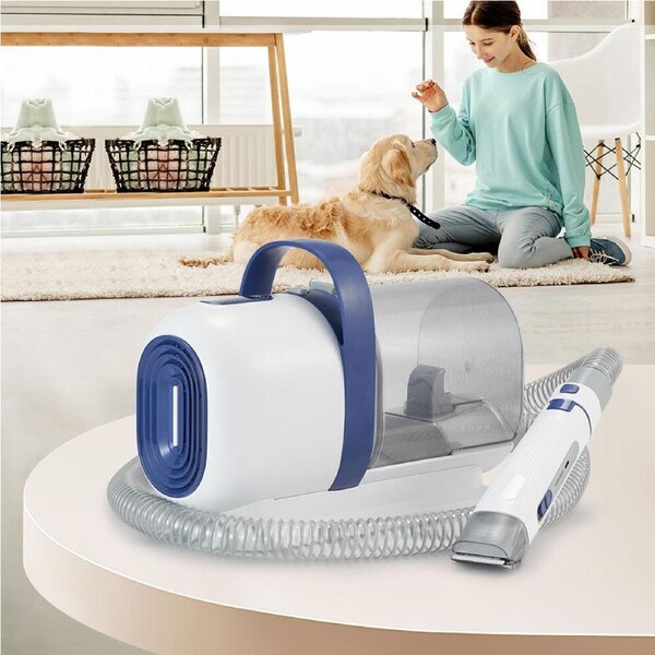 Petzly Pet Grooming Kit 7 in 1 Cat Dog Pet Hair Vacuum Dryer Blue