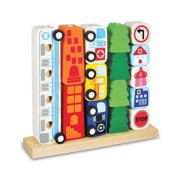 I'm Toy Educational Wooden Sort and Count City Toy for Early Math Learning