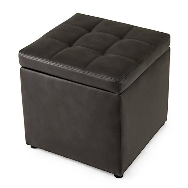 Giantex 40cm Cube Ottoman Lounge Seat Storage Footstool w/Hinge Top Pouffe Storage Box Chair