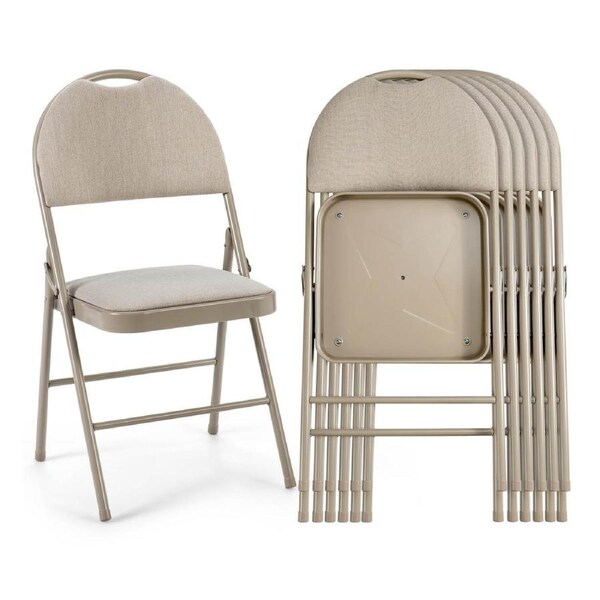 Costway Set of 6 Folding Dining Chairs Portable Armless Side Chairs w/Backrest & Padded Seat for Home Kitchen