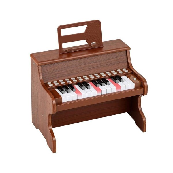 Costway 25 Keys Piano Keyboard w/Music Stand & Teaching Mode Mini Digital Piano Toy Music Instrument Brown