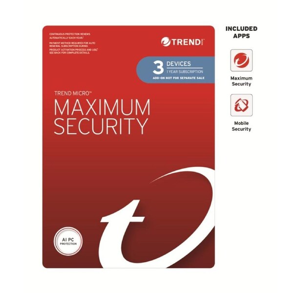 Trend Micro Maximum Security (3 Devices) 1Yr Add-on Auto Renew TICEWWMGXY331B