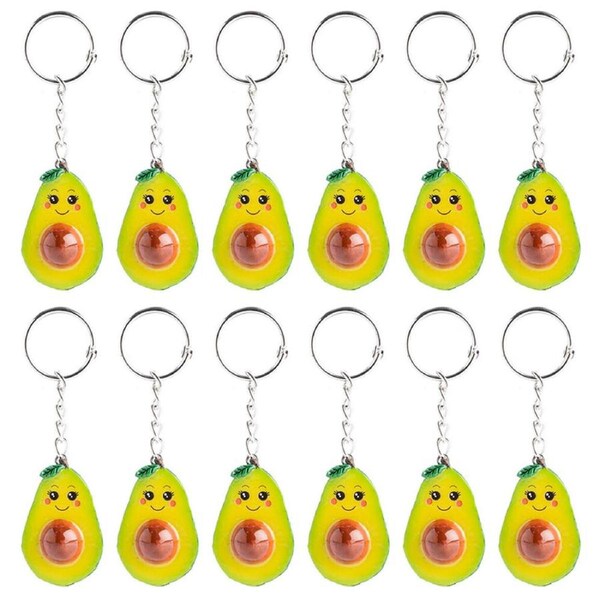 12PK MDI Keychain Avocado Fruit Toy Cute Charm Funny Bag Accessory 3.5x4.5cm