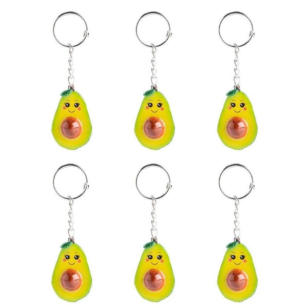 6PK MDI Keychain Avocado Fruit Toy Cute Charm Funny Bag Accessory 3.5x4.5cm