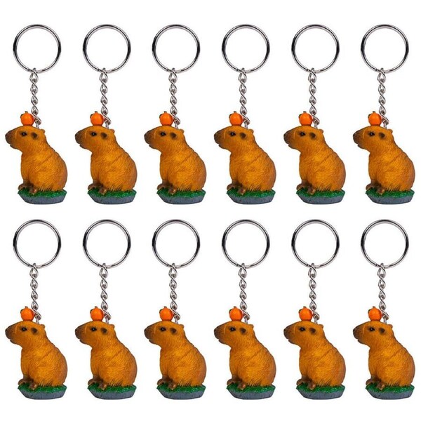 12PK Capybara Keychain Plush Animal Toy Cute Bag Charm Keyring Accessory 5.5cm