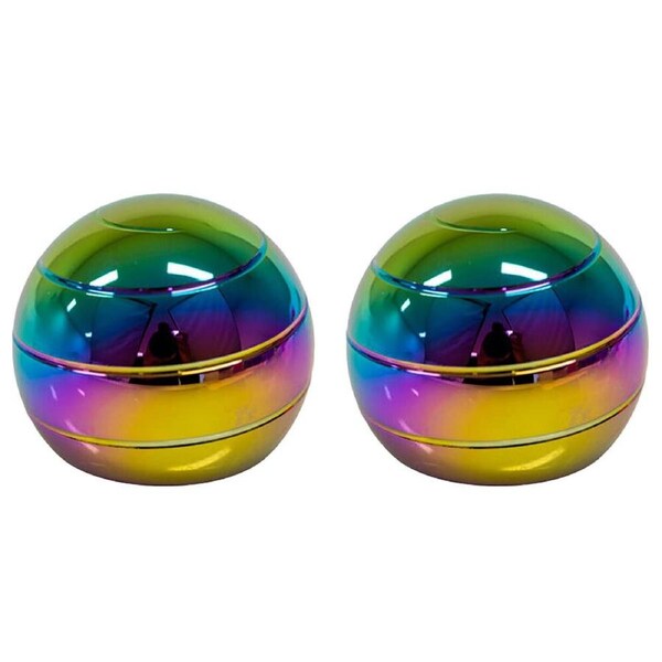 2PK MDI Metallic Rainbow Gyro Fidget Spinner Desk Toy Fun Display 3.9cm Kids 6y+